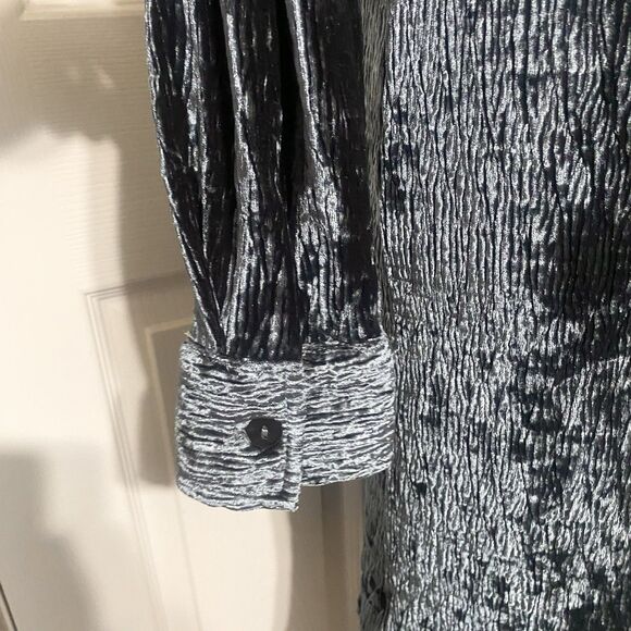 Soft Surroundings Maxime Button Front Velvet/Velour Crinkle Shirt Dress Size L - Picture 10 of 13